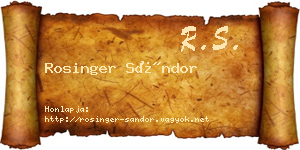 Rosinger Sándor névjegykártya